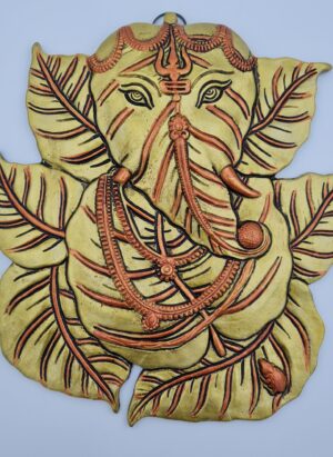 Golden Leaf Ganesh Wall Hanger