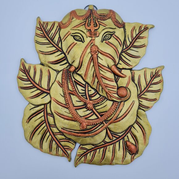 Golden Leaf Ganesh Wall Hanger